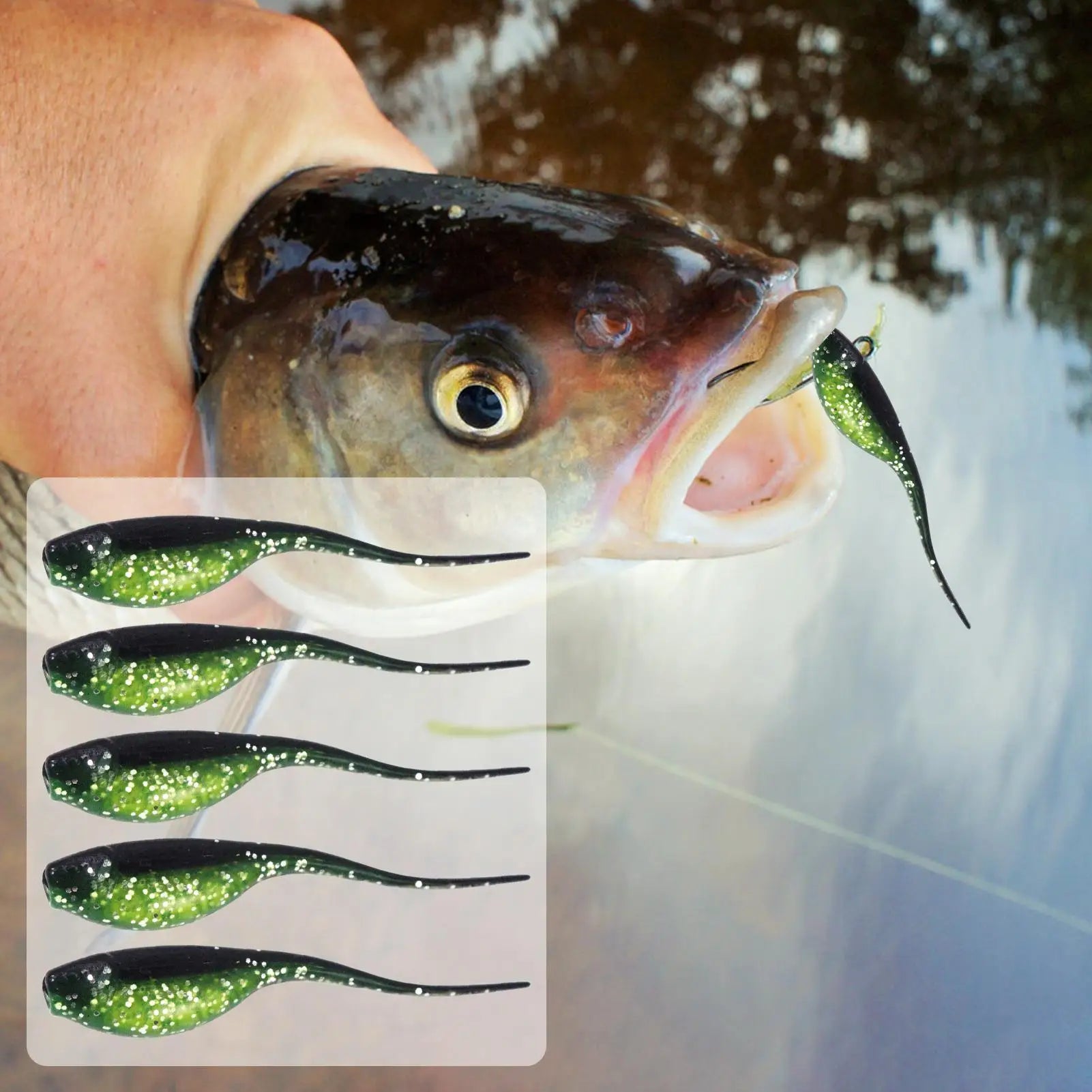 Fishing Lure Soft Compact Bass Baits Realistic Fish Luring Tools Bright Color Freshwater Angling Baits for Pond River Lake Oasis Select