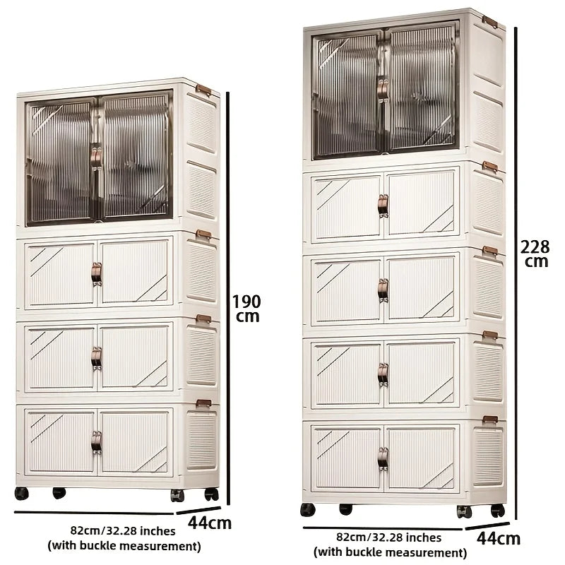 72cm Wide Foldable Storage Cabinet with Rolling Wheelsfor Clothes/Toys – Bedroom/Living Room/Bathroom Organization Oasis Select