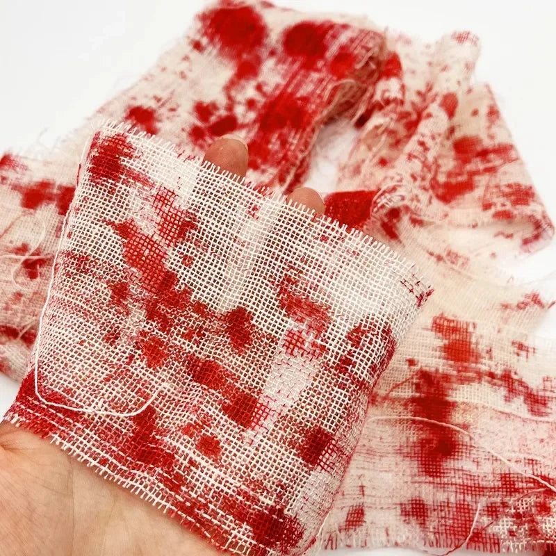 Halloween Blood-Stained Gauze & Warning Tape Decoration Set