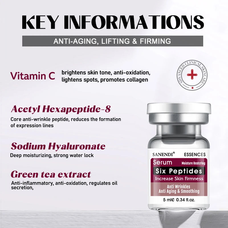 Korean Six Peptide Hyaluronic Acid Face Serum – 10 Ampoules Face Ampoule Serum Oasis Select