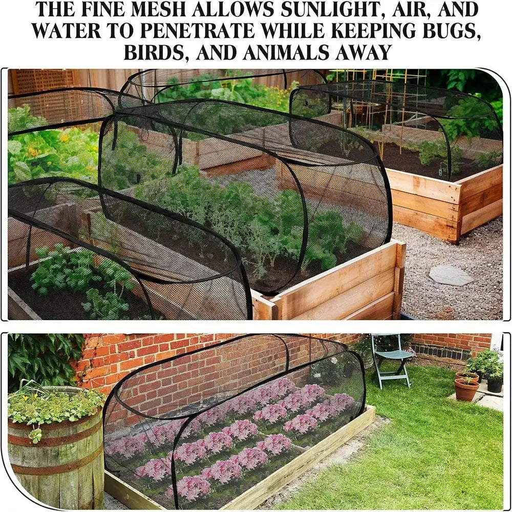 Foldable Plant Protection Netting Raised Beds Bird Control Garden Row Covers with Ground Stakes Mesh Plant Cage Flower Beds Oasis Select