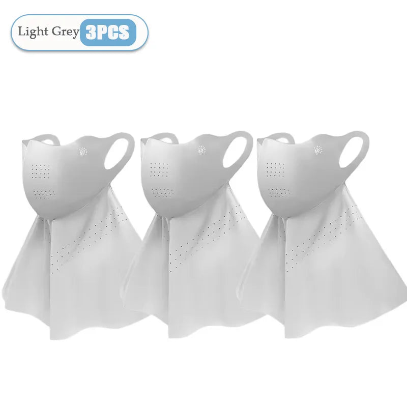 1-10PCS Women‘s Summer Outdoor Sun Face Mask Neck Cover Cooling Breathable UV Protection for Hiking Cycling Ideal Gift Oasis Select Light Grey-3PCS