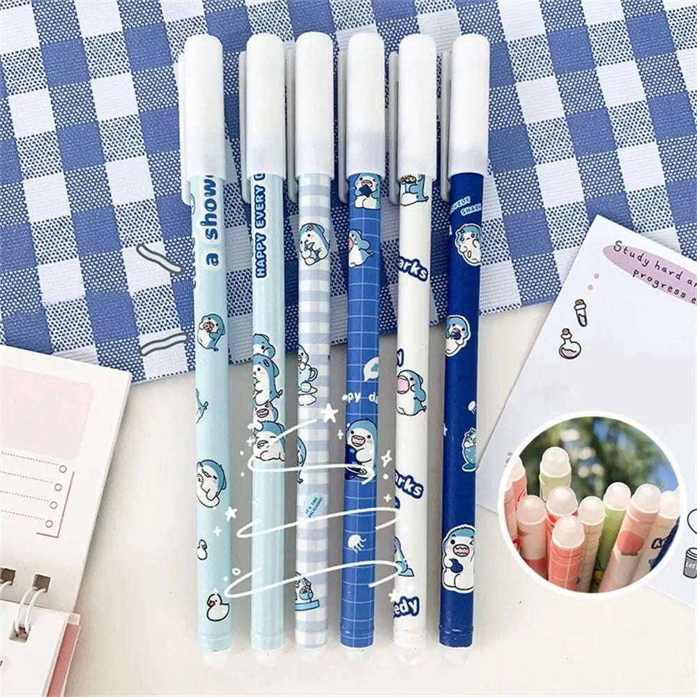 1Pcs Kawaii Game Cartoons Neutral Erasable Pen 0.5mm Blue Gel Pens Washable Handle School Office Supplies Kids Stationery Oasis Select shark random 1pc
