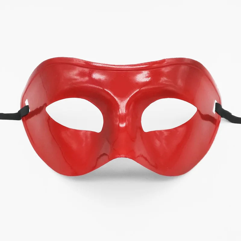 Men's Half Face Spray Painting Gentleman Jazz Performance Ball Plastic Flat Head Mask Halloween Party Prom Wedding Decoration Oasis Select red