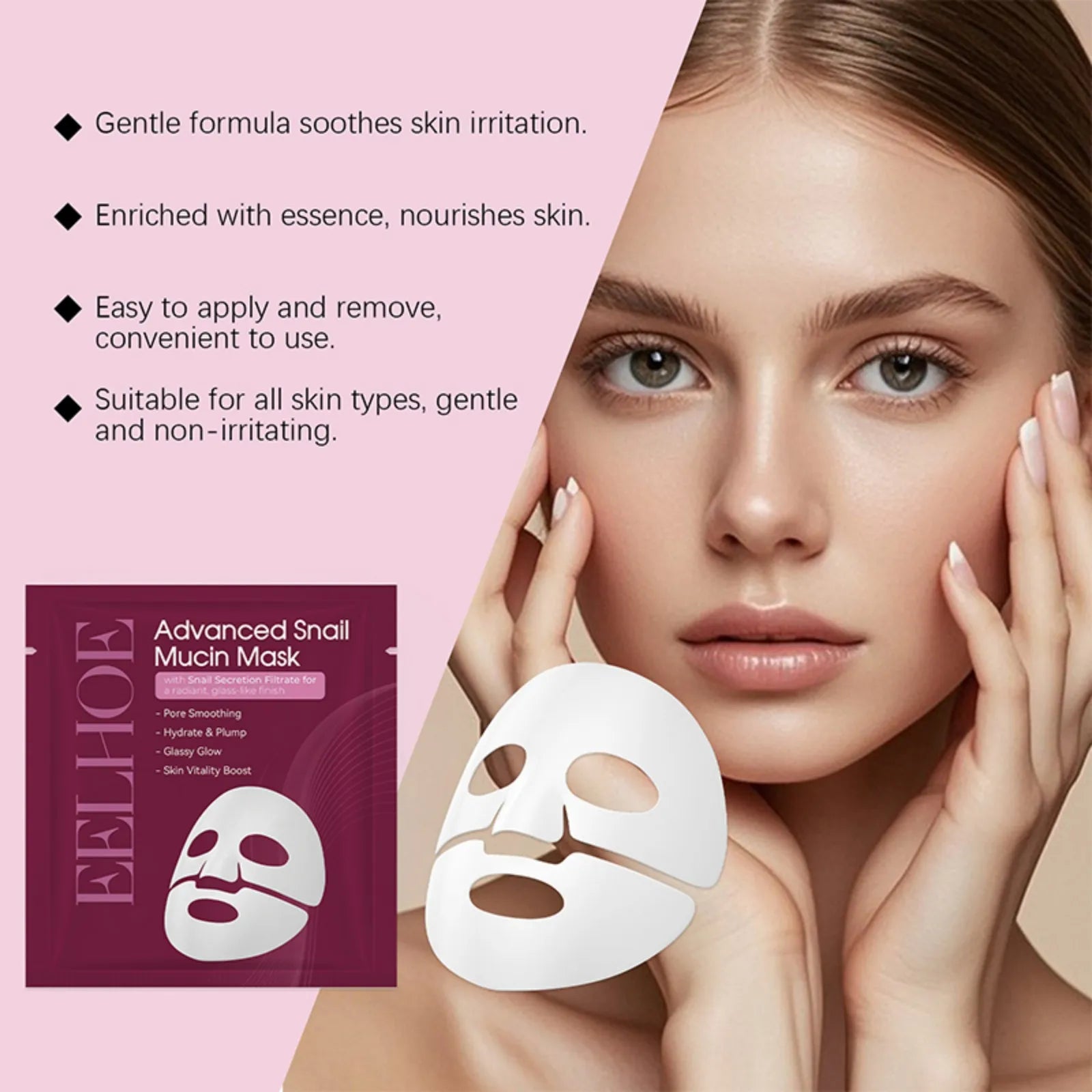 Snail Mucin Face Mask Hydrating Plump Glow Pore Smoothing Sheet Mask Snail Secretion Filtrate Glass Skin Brightens Complexion Oasis Select