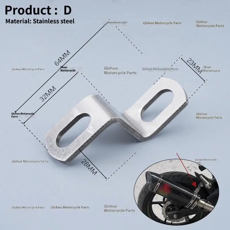 Motorcycle Fixed Brackets and Exhaust Clamps; 1 to 3-Piece Stainless Steel, Z or L Shaped Oasis Select D