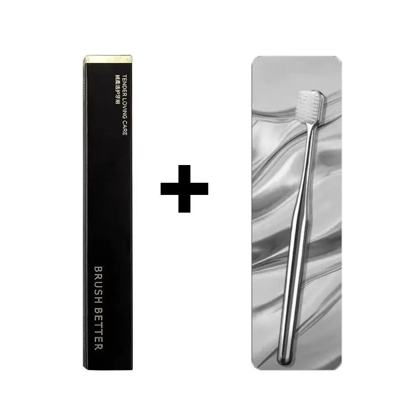 1/2/3/4pcs Advanced Luxury Adult Soft Bristle Manual Toothbrush Sensitive Gum Deep Cleaning Family Oral Care Travel Portable Oasis Select 1pcs Silver white
