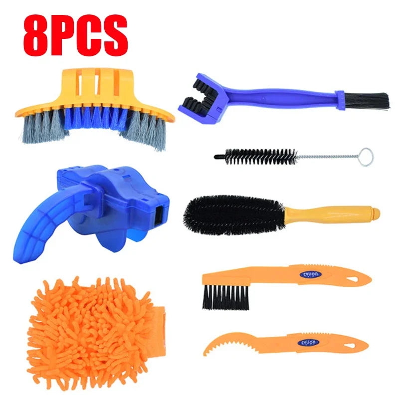 Chain Cleaner Portable Cycling Cleaning Kit Bicycle Scrubber Brushes Set Bike Wash Repair Tool for Mountain Road Motorcycle Oasis Select 8 PCS
