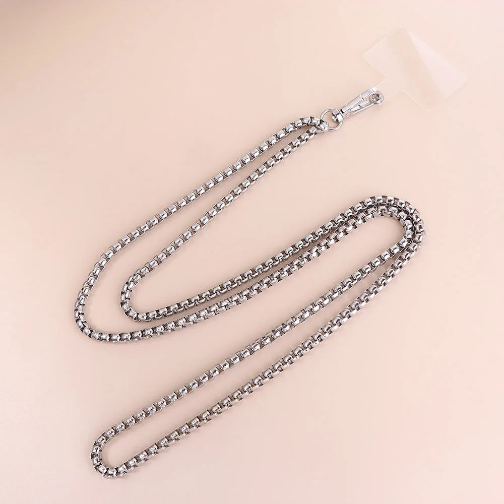 Long Phone Straps Anti-lost Lanyard Mobile Phone Accessories Crossbody Chain Metal for Women Phone Case Hanging Cord Oasis Select 6mm silver