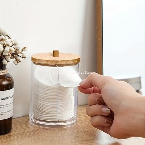1/2 Pcs Makeup Organizer Round Clear Acrylic Makeup Organizer Makeup Cotton Pad Swab Holder Cotton Pad Organizer Box Makeup Pads Oasis Select