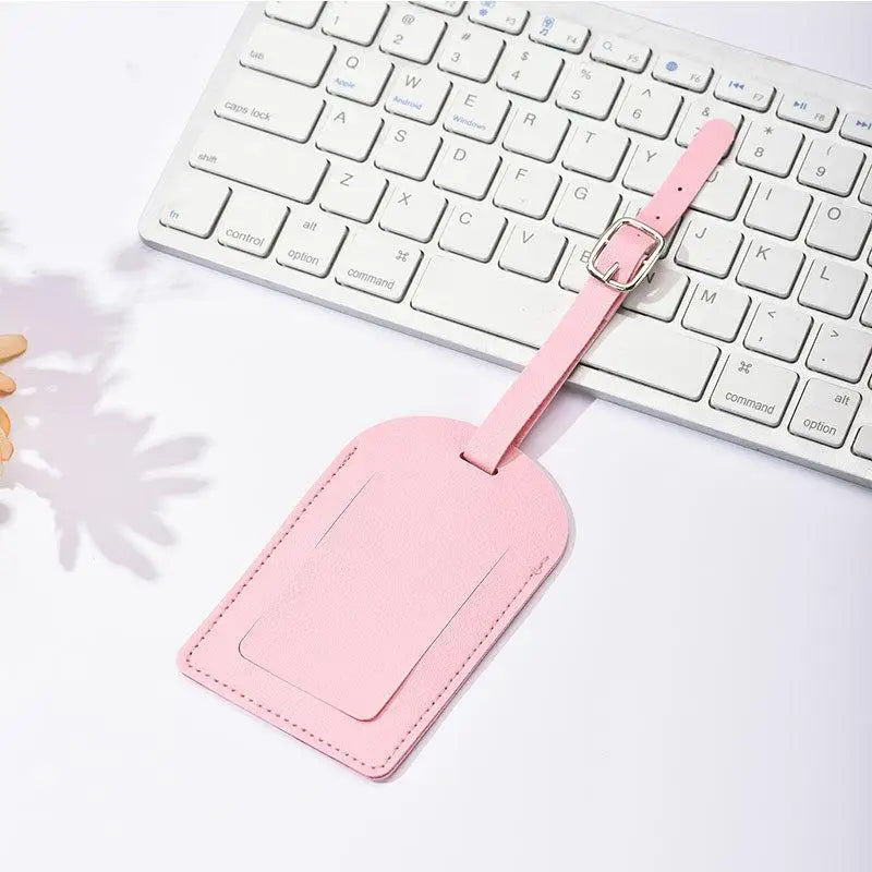 PU Leather Luggage Tag – Name ID Address Holder for Travel
