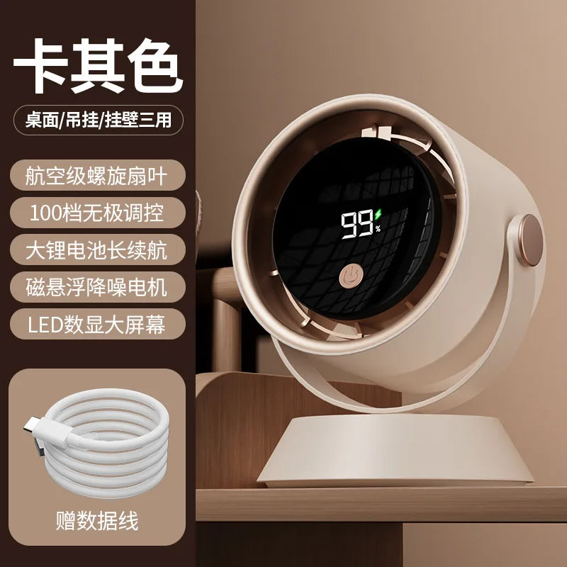 Digital Display Clip-On USB Desk Fan – Rechargeable Portable