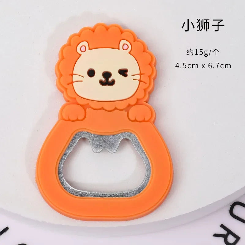 Cartoon Small Animal Bottle Opener Refrigerator Magnet Pvc Soft Glue 3D Creative Magnetic Cool kitchen Gadgets Oasis Select lion