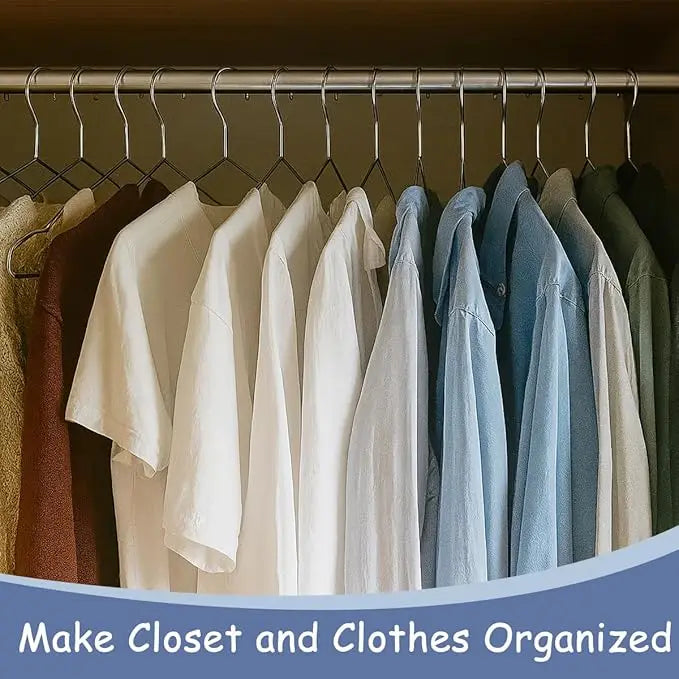 20/50PCS Heavy Duty Stainless Steel Hangers, 16.5 Inch Ultra Thin Space Saving Clothes Hangers, Polished Metal Wardrobe Hangers Oasis Select