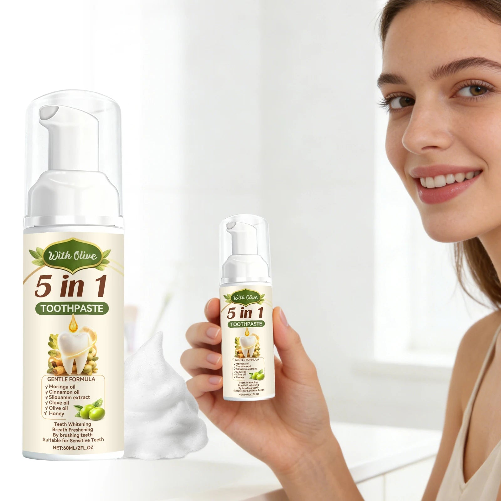 Olive Teeth Clean Toothpaste Mild Foaming Deep Cleaning Offer Oral Health Environment Keep Freshness Breath Portable Toothpaste Oasis Select