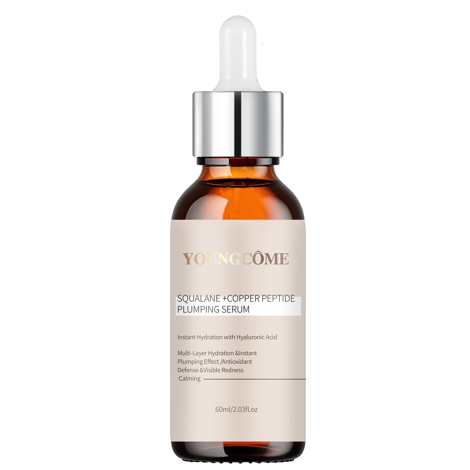 Squalane Copper Peptide Plumping Serum for Face - Hyaluronic Acid Firming Moisturizer - Rapid Hydration Serum for All Skin Types Oasis Select 60ml