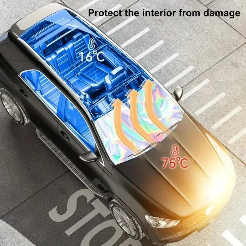 Front Window Sunblock Car Sunshade Thermal Insulation Blinds Interior Windshield Shade Cover Cooling Car Sunblock Accessories Oasis Select