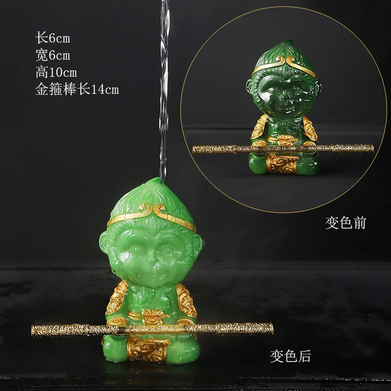 Color-changing Resin Tea Pe Ornaments Tradition Zen Tea Tray Ornaments Tea Ceremony Supplies Oasis Select Wukong-jade Color