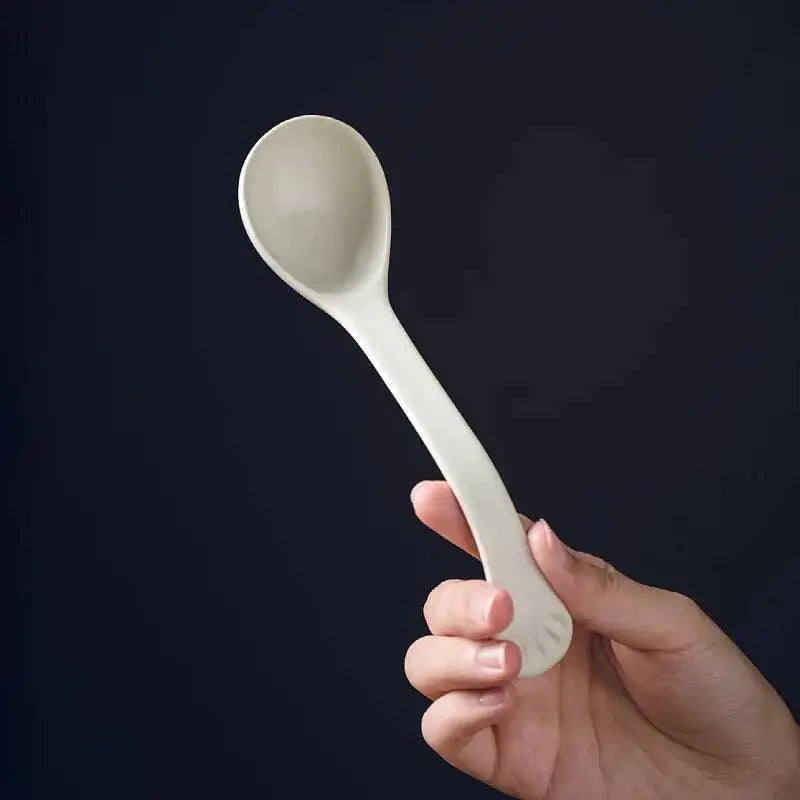 Jingdezhen Rustic Ceramic Household Soup Rice noodles Spoon Kitchen Tablewear Oasis Select Creamy-white