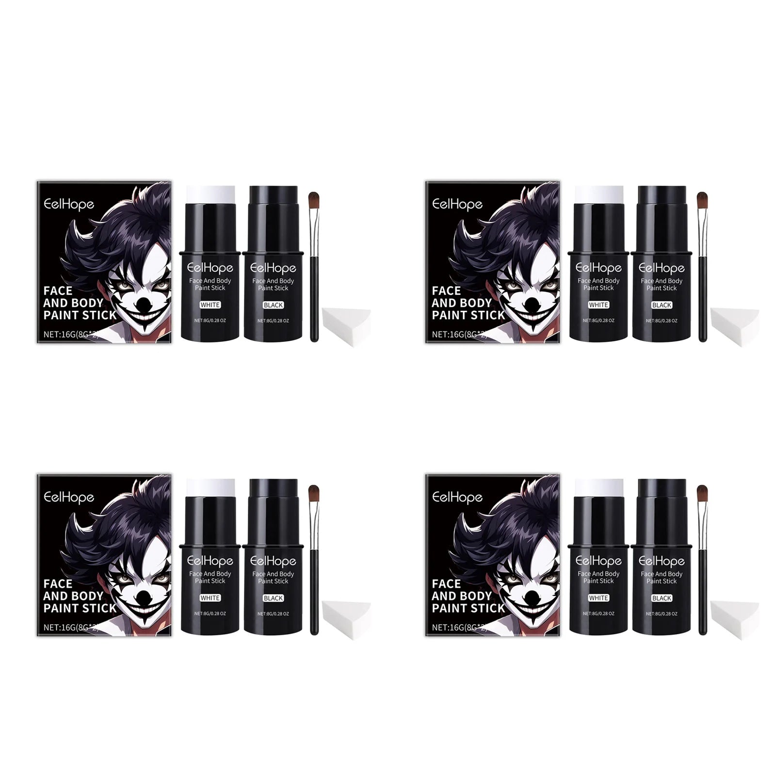 Black & White Face Body Paint Kit – Halloween & Cosplay Set Face & Body Paint Kit Oasis Select 4sets boxed