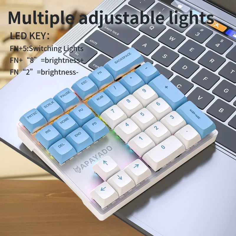APAYADO K33 Mechanical Numeric Keyboard with Blue Shaft, Mini 33 - Key,PBT Keycaps and Vivid RGB Lights, Tailored for Accountin Oasis Select
