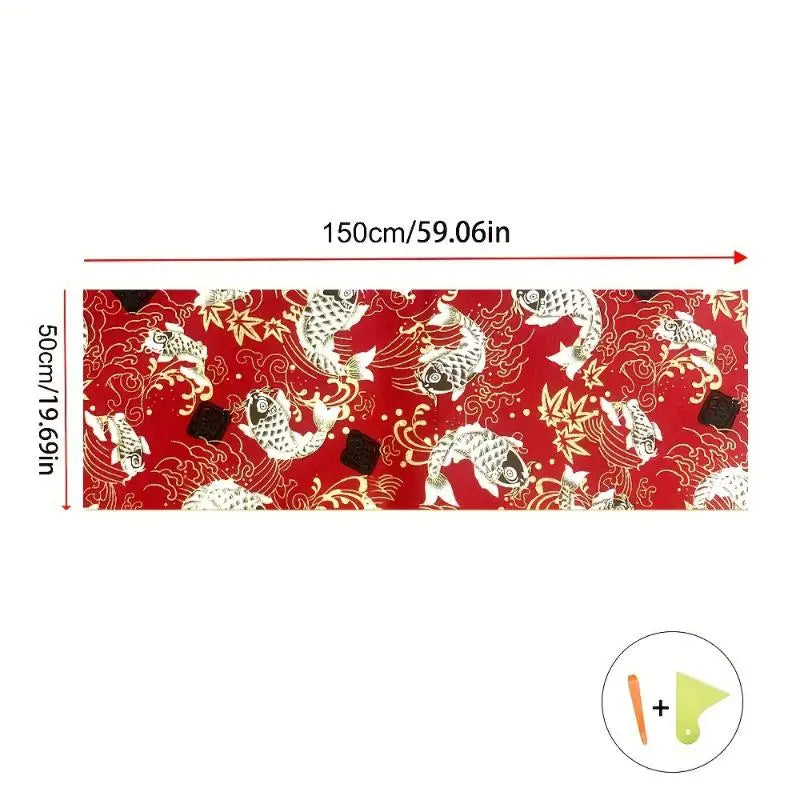 1Pcs High Grade Wear-Resistant Car Dashboard Door Panel Ceiling Decor Fabric Self-Adhesive Black Koi Fish Car Interior Sticker Oasis Select A2