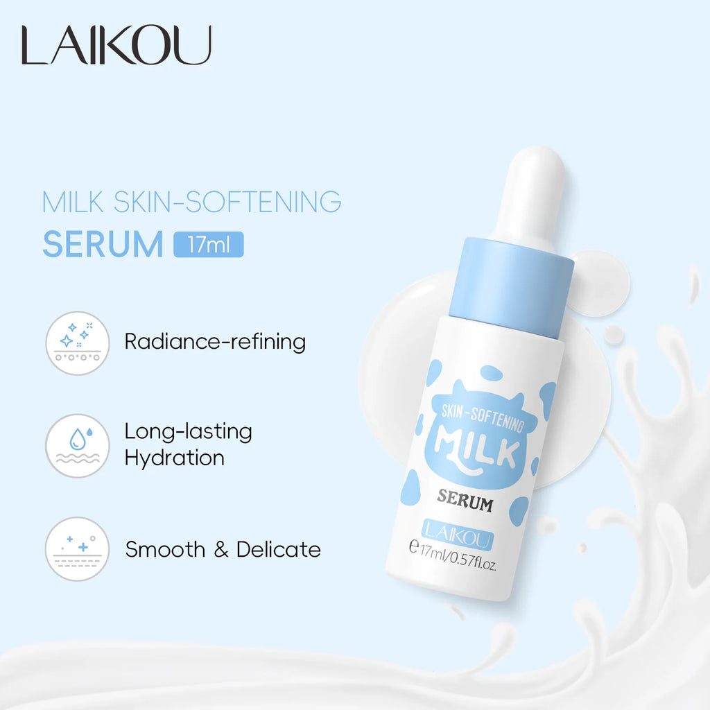 LAIKOU Milk Serum Facial Brightening Essence Shrink Pores Hydrating Moisturizing Treatment Repair Serum Skin Care 17ml Oasis Select