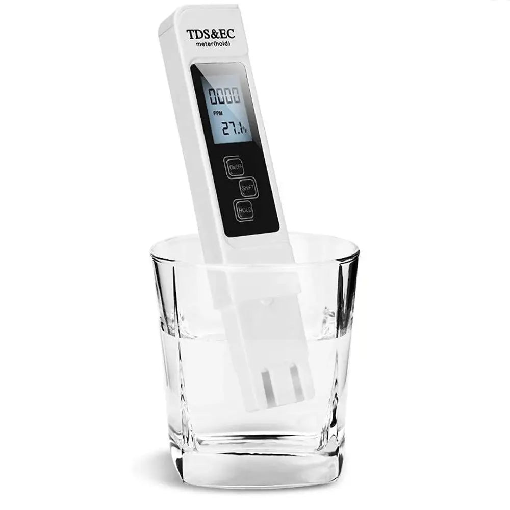 1PC White Digital Water Quality Tester TDS EC Meter Range 0 to 9990 Multifunctional Water Purity Temperature TEMP PPM Tester Oasis Select Default Title