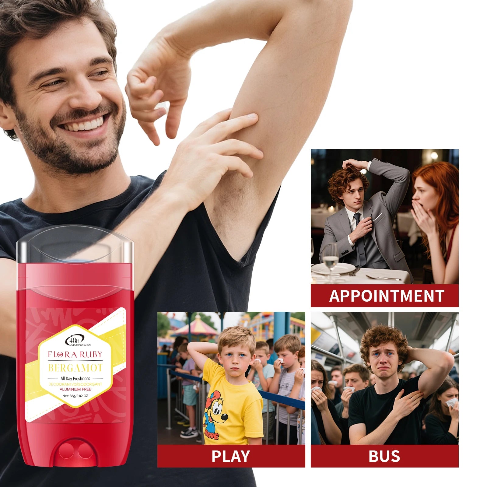 Flora Ruby Underarm Care Stick - Pure Sports Natural Fragrance Balm for Body Odor Control, Daily Personal Hygiene 68g Oasis Select