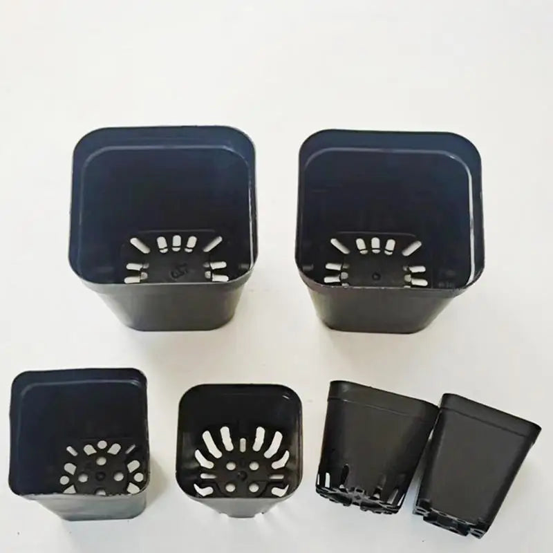 50pcs Starter Pots Plant Nursery Pots Seed Starting Pots Plastic Flower Plant Container Seedling Cups Square Black Seedling Pots Oasis Select