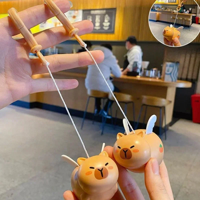 1-20PCS Kapybara Toys Creative Pull String Flying Kapybara Bag Pendant Car Keychain Pendant Decompression Kapybara Doll Keychain Oasis Select