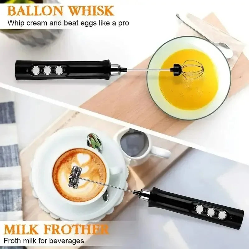 Handheld Electric Milk Frother 3 In 1 Milk Foam Maker Rechargeable 3 Speeds Adjustable Electric Foam Maker Tools Mini Milk Mixer Oasis Select