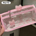 Cartoon Translucent Pencil Case Multi-layer Vertical Large-capacity Stationery Storage Bag School Supply Cosmetic Bag Oasis Select Pink