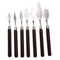 Wooden Grip Stainless Steel Paint Scraper Art Mixing Knife Hand Tool for Watercolor Oil Gouache Pigment Blending Oasis Select 7pcs