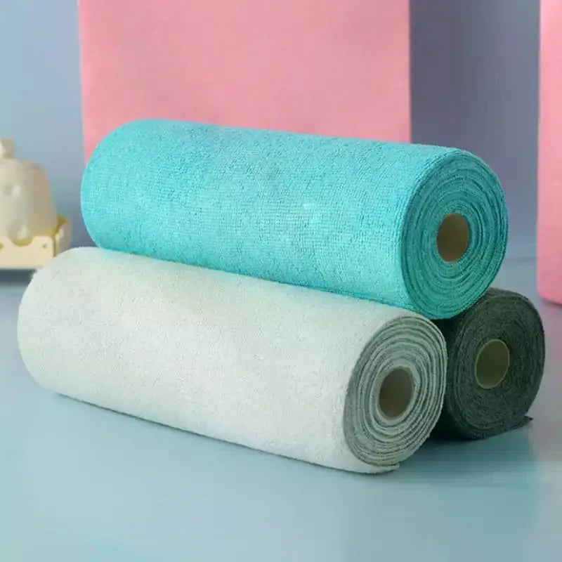 Reusable Lint-Free Microfiber Cleaning Cloths, Super Absorbent Towels, Quick-Dry Kitchen Towels, 1 Roll, 20Pcs Oasis Select