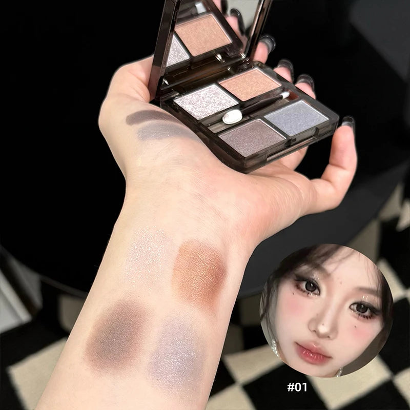 Art Value 4-Color Eyeshadow Palette – Glitter, Shimmer & Matte