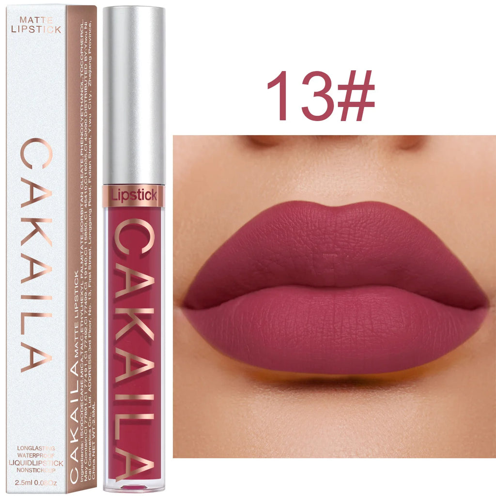 1 Pcs Waterproof Lip Gloss Lipstick Set - Nude, Dark Brown & Matte Red Shades, Long-Lasting 24-Hour Wear, Suitable for All Skin Oasis Select 13
