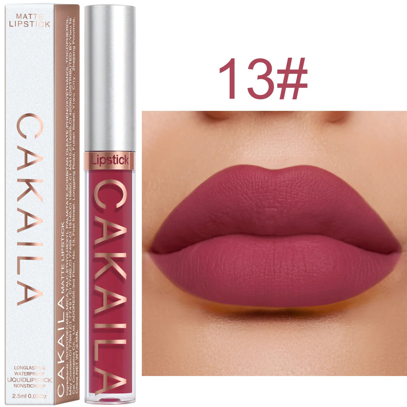 1 Pcs Waterproof Lip Gloss Lipstick Set - Nude, Dark Brown & Matte Red Shades, Long-Lasting 24-Hour Wear, Suitable for All Skin Oasis Select 13