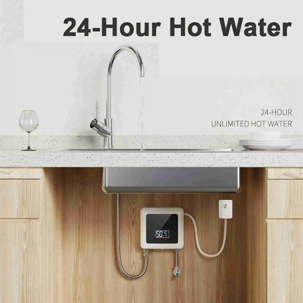Instant Water Heater 7500W Mini Electric Tankless Water Heater Wall-Mounted LED Display Support Thermostat Mode/Power Adjustment Oasis Select B-US