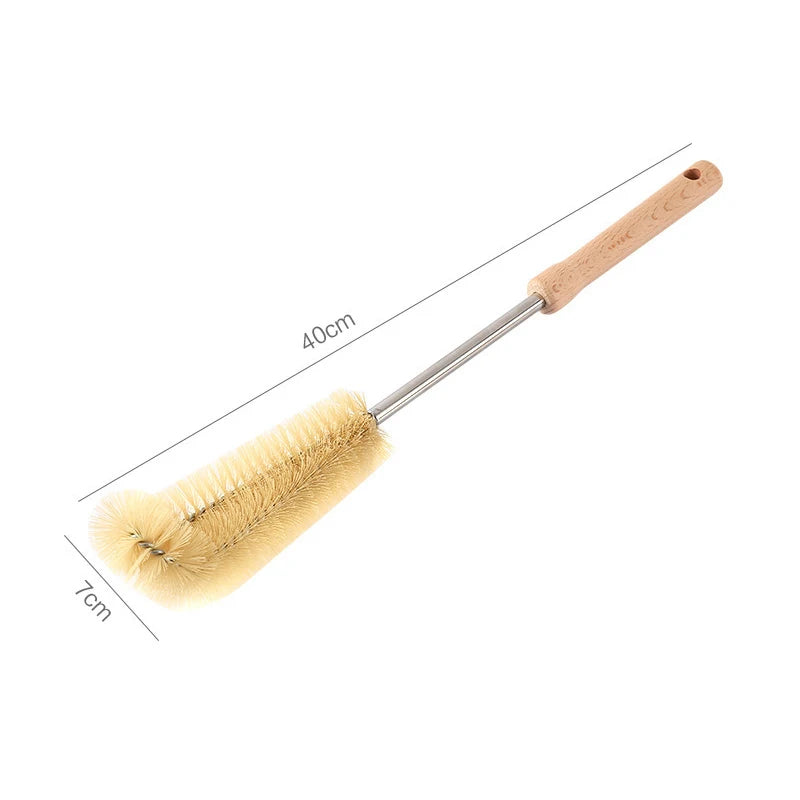 Wooden Bottle Cleaning Brush with Long Handle - Glass Scrubber for Stainless Steel Drink Bottles, Kitchen Tools,Cleaning Tools Oasis Select 40x7cm