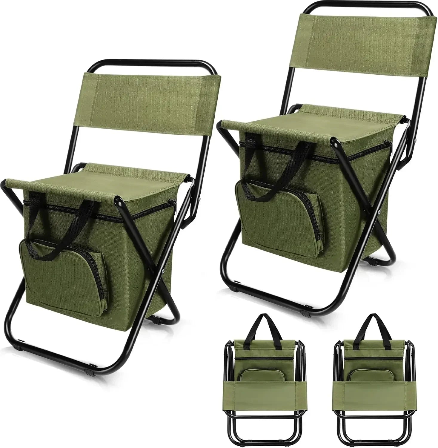 Fishing Stool Detachable Portable Folding Chair Beach Camping Chair with Cooler Bag Backrest Lightweight Outdoor Folding Chair Oasis Select