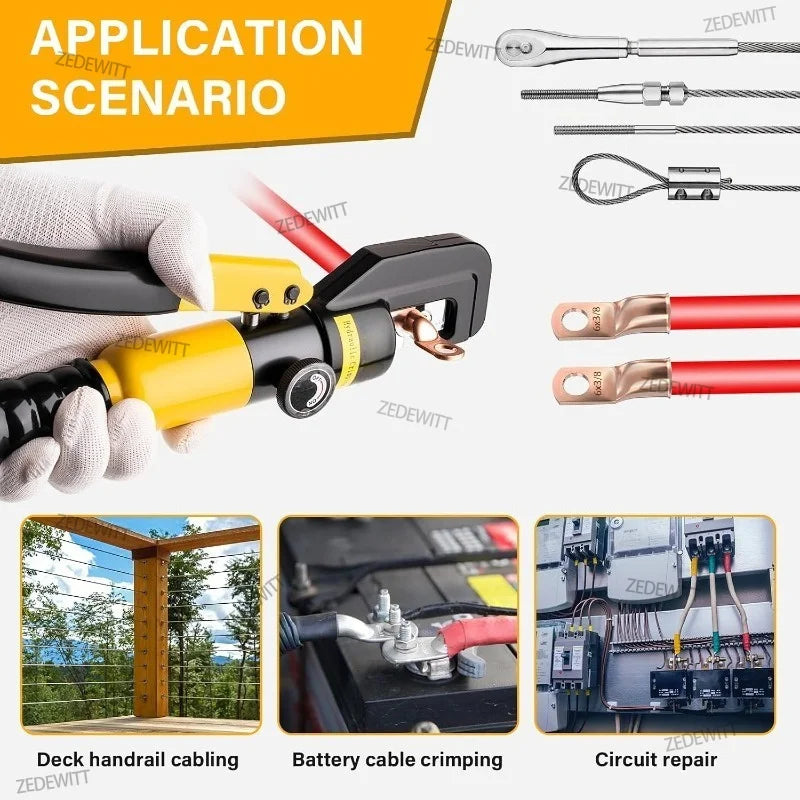 Hydraulic Crimping Pliers Durable 4-70mm² 10T Pressure Home Hydraulic Tools Hydraulic Pliers DIY Cable Terminal Crimping Pliers Oasis Select