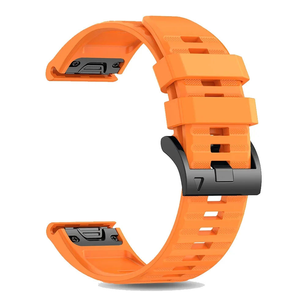 QuickFit Silicone Watch Band for Garmin Fenix 7 6 – 22mm & 26mm Silicone Watch Band Oasis Select orange 22mm