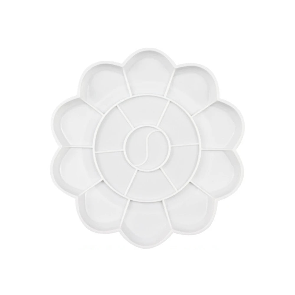 1-5PCS Flower Painting Palette Wells Plastic Reusable Artists Acrylic Watercolor Oil Portable Easy Clean Mixing Tray Oasis Select L 1pc