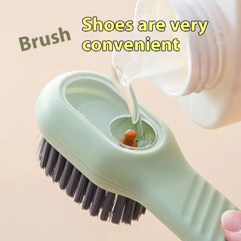 1/2pcs Shoes Brush Automatic Liquid Discharge Multifunction Press Out Shoes Cleaner Soft Bristles Clothes Brushes Cleaning Tool Oasis Select