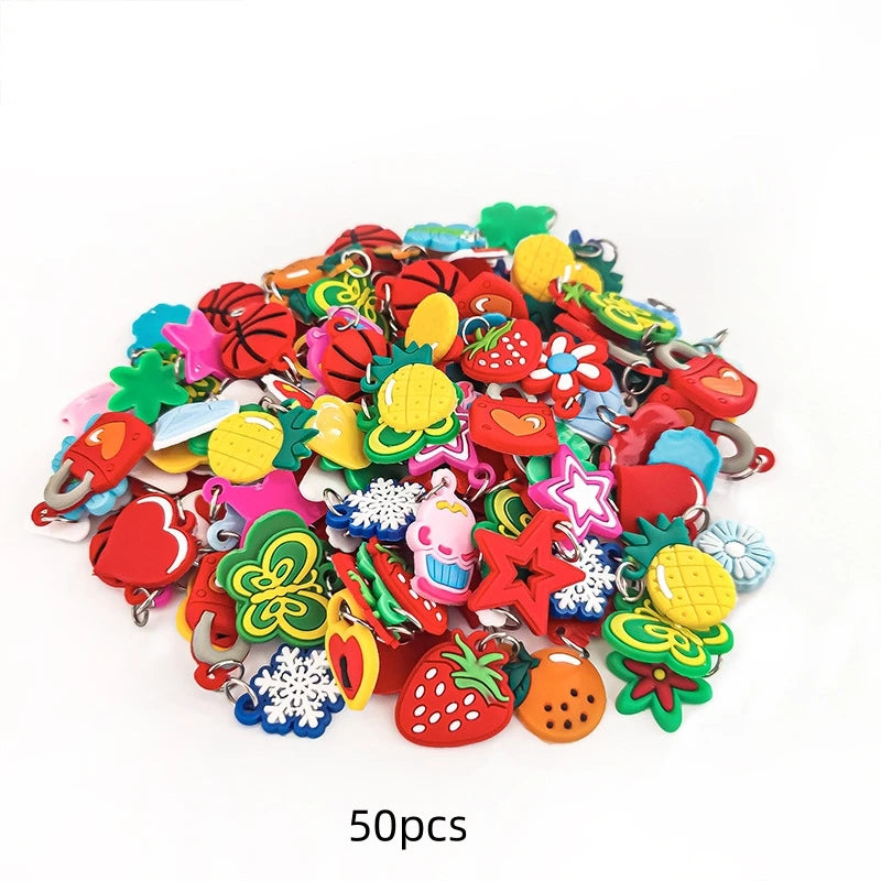 10/30/50Pcs Random Colorful Rubber Loom Band Bracelets Charms For DIY Necklace Toy Pendant Jewelry Making Supplies Accessories Oasis Select 50pcs