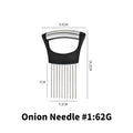 Stainless Steel Onion Cutter Holder Food Slicers Assistant Tomato Onion Slicer Holder Vegetables Cutting Fork Kitchen Gadgets Oasis Select Black