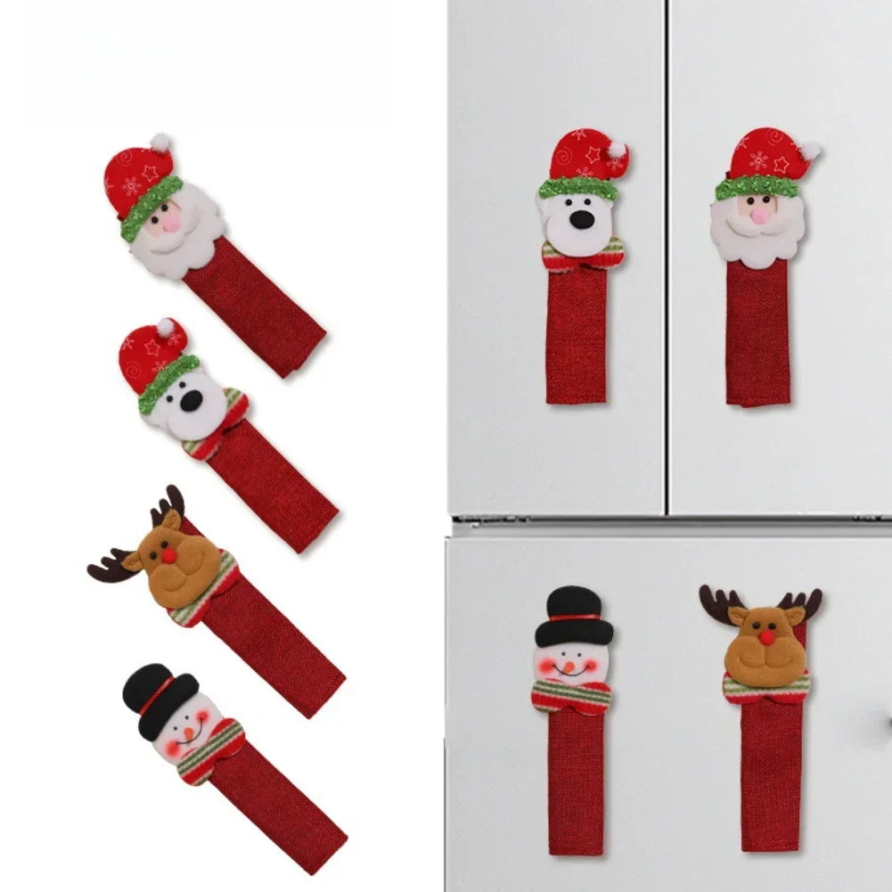 Santa Snowman Decor Holiday Kitchen Decor Christmas Celebration As Shown Festive Handle Protector Set Holiday Decoration Oasis Select