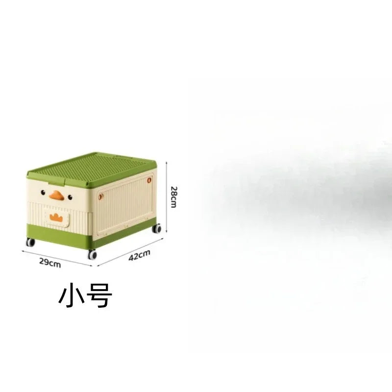 Multi-functional Children's toy storage box Household bedroom roller large capacity finishing box Oasis Select Avocado Green A