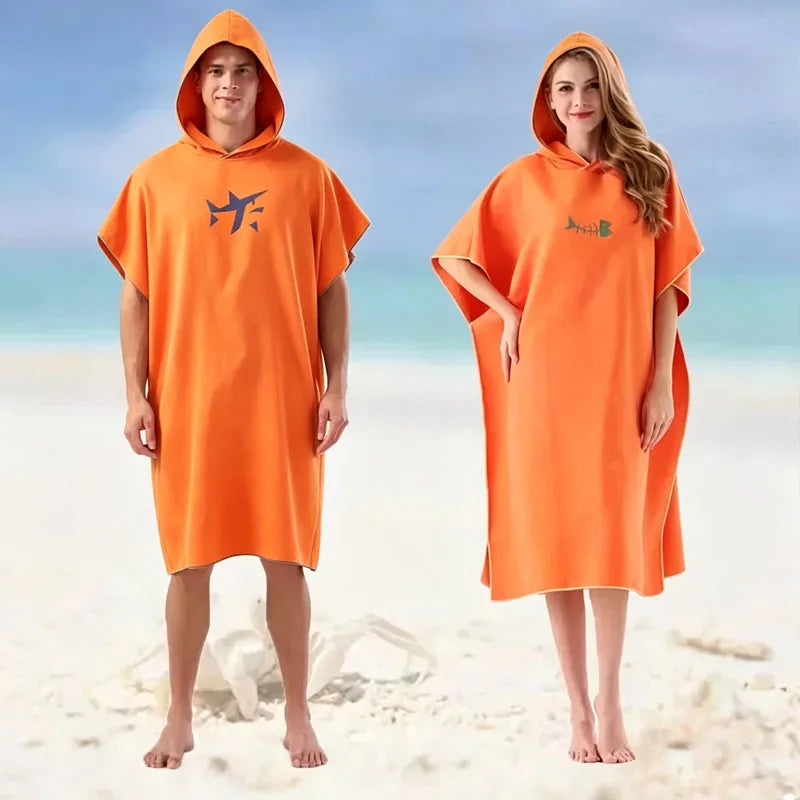 Hooded Microfiber Surf Poncho Changing Towel Robe Quick Dry Absorbent Lightweight Soft for Adults Beach Pool Swim Travel Oasis Select